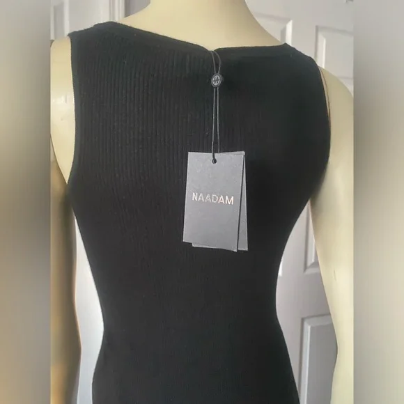 NAADAM Black Tank Midi Dress with slide slit/ Size Medium - Picture 4 of 9